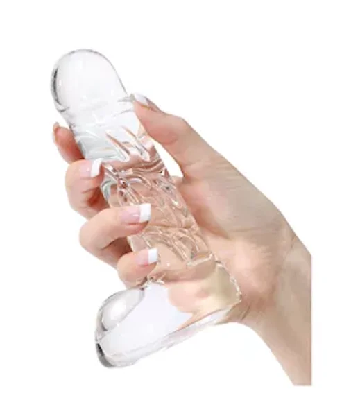 Lucent Scrawling Glass Dildo With Balls — image 5 of 6