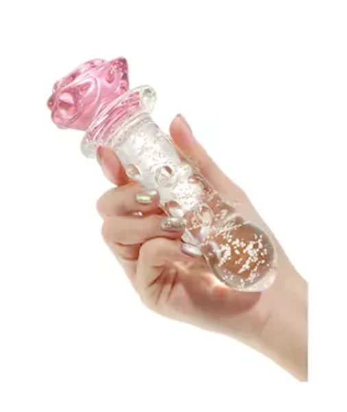 Lucent Glow In The Dark Dotted Rose Glass Massager — image 6 of 7