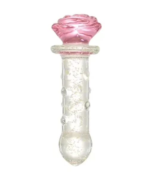 Lucent Glow In The Dark Dotted Rose Glass Massager — image 2 of 7