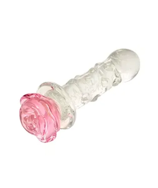 Lucent Glow In The Dark Dotted Rose Glass Massager — image 4 of 7
