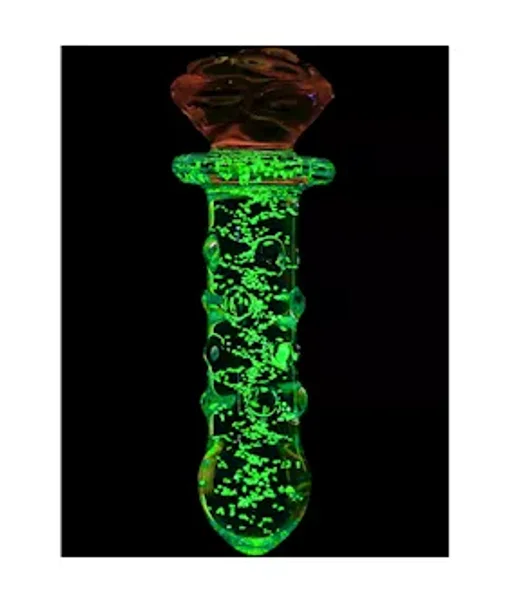 Lucent Glow In The Dark Dotted Rose Glass Massager — image 3 of 7