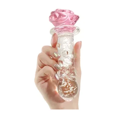 lucent glow in the dark dotted rose glass massager