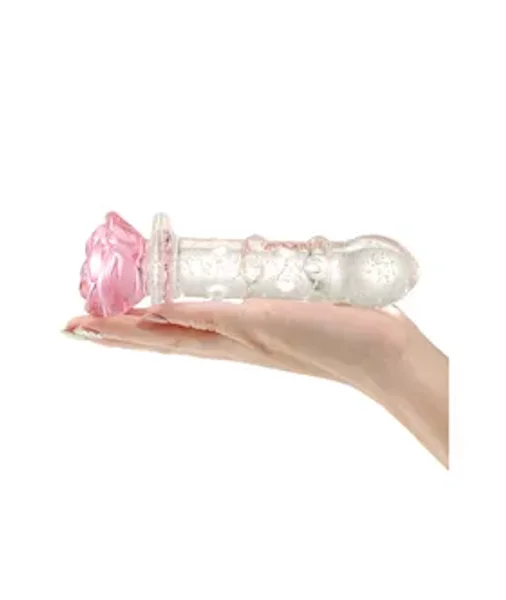 Lucent Glow In The Dark Dotted Rose Glass Massager — image 7 of 7