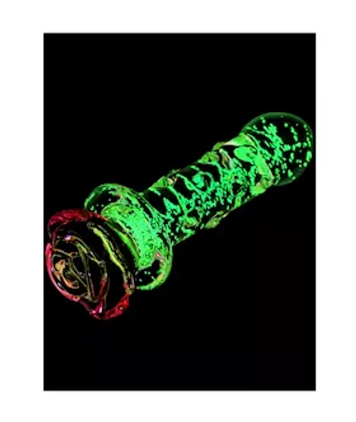 Lucent Glow In The Dark Dotted Rose Glass Massager — image 5 of 7