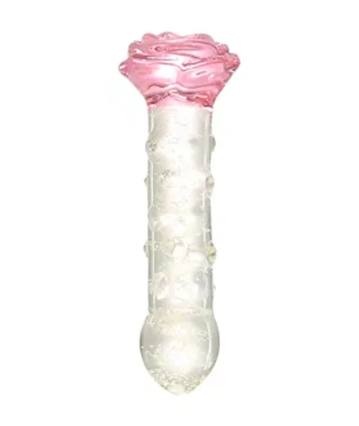 Lucent Glow In The Dark Spotted Rose Glass Massager — image 2 of 7