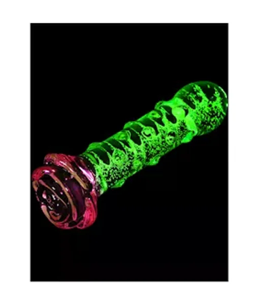 Lucent Glow In The Dark Spotted Rose Glass Massager — image 5 of 7