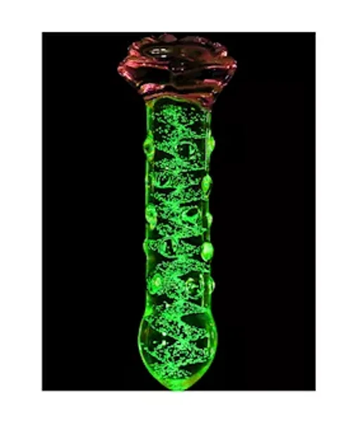 Lucent Glow In The Dark Spotted Rose Glass Massager — image 3 of 7