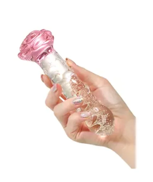 Lucent Glow In The Dark Spotted Rose Glass Massager — image 6 of 7