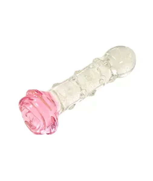 Lucent Glow In The Dark Spotted Rose Glass Massager — image 4 of 7