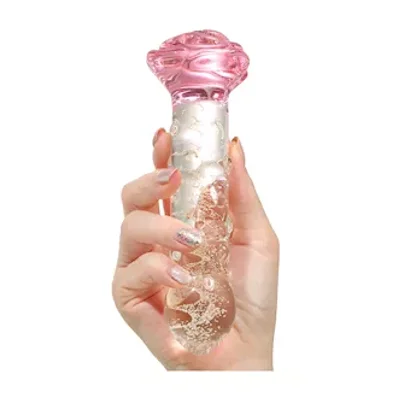 lucent glow in the dark spotted rose glass massager