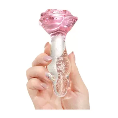 lucent glow in the dark bulging rose glass butt plug