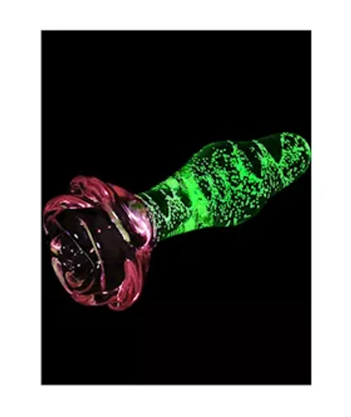 Lucent Glow In The Dark Bulging Rose Glass Butt Plug — image 5 of 7
