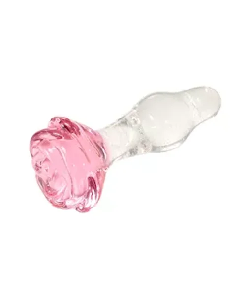 Lucent Glow In The Dark Bulging Rose Glass Butt Plug — image 4 of 7
