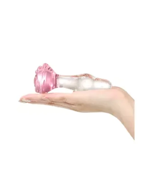 Lucent Glow In The Dark Bulging Rose Glass Butt Plug — image 7 of 7