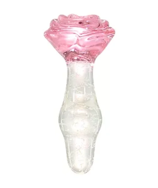 Lucent Glow In The Dark Bulging Rose Glass Butt Plug — image 2 of 7