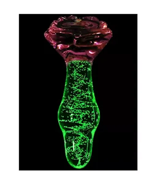 Lucent Glow In The Dark Bulging Rose Glass Butt Plug — image 3 of 7