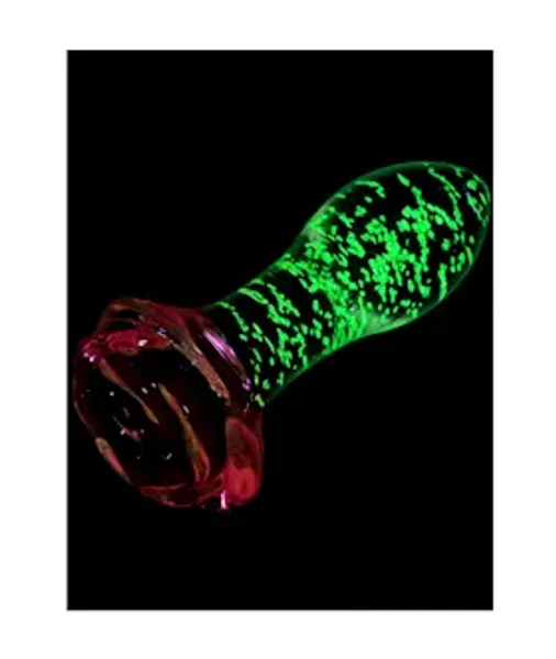 Lucent Glow In The Dark Rose Glass Butt Plug — image 12 of 14