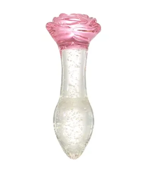 Lucent Glow In The Dark Rose Glass Butt Plug — image 2 of 14