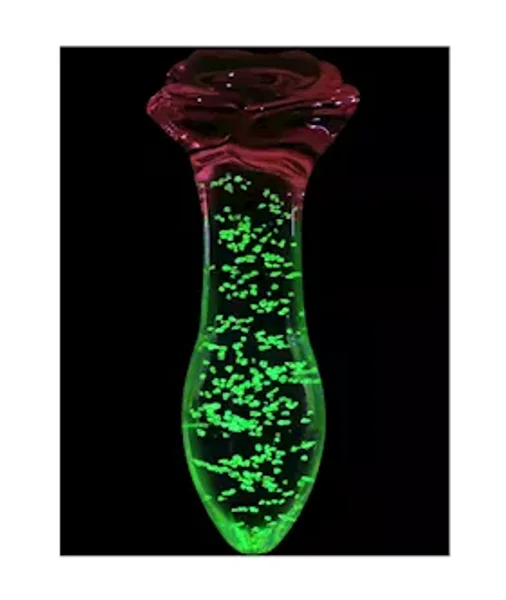 Lucent Glow In The Dark Rose Glass Butt Plug — image 10 of 14