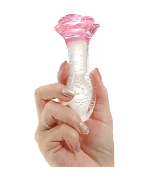 Lucent Glow In The Dark Rose Glass Butt Plug — image 8 of 14
