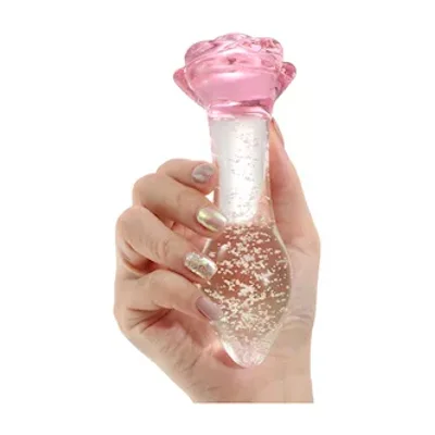 lucent glow in the dark rose glass butt plug