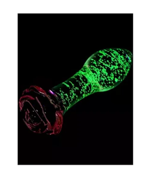 Lucent Glow In The Dark Rose Glass Butt Plug — image 5 of 14