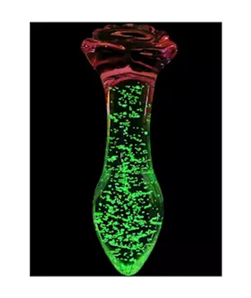 Lucent Glow In The Dark Rose Glass Butt Plug — image 3 of 14