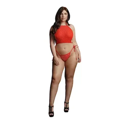 festive rhinestone top and thong