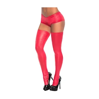 sassy faux leather thigh high socks