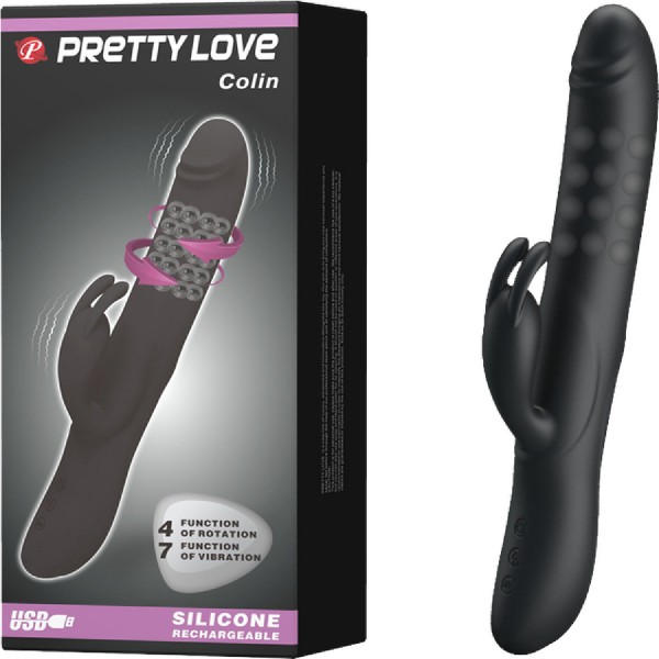 Pretty Love Rechargeable Colin Rabbit Vibrator(Black)