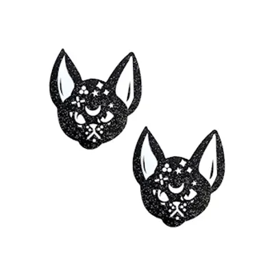 black malice glitter weird cat nipztix pasties