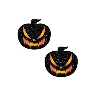 mad jack o lantern black glitter nipple cover pasties