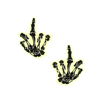 fuck you glow in the dark skeleton hand nipple cover pasties