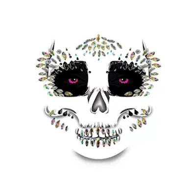 skull face crystal jewel sparkle face sticker