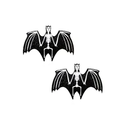 freaking awesome glitter blacklight glow skeletor bat nipple cover pasties