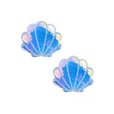 purple cotton candy iridescent blacklight mermaid shell nipple cover pasties