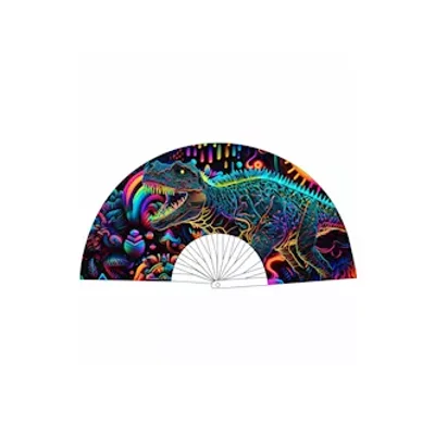 dino fan neosauraus neon blacklight folding fan