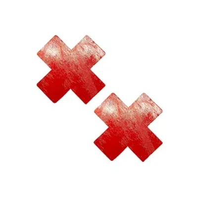 vixen red wet vinyl nipztix x factor nipple cover pasties