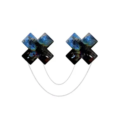 midnight sky black wet holographic vinyl chained x factor nipple cover pasties