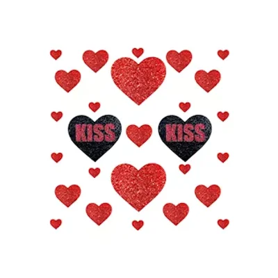 kiss ravish me red black malice glitter i heart u nipple sticker crop top
