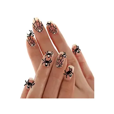 night crawling spider web glitter nail stickers