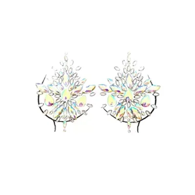 frozen iridescent crystal jewel nipple cover pasties