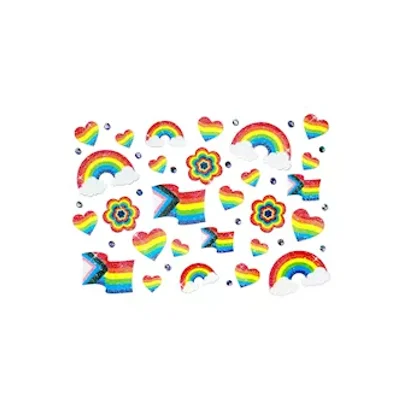 loud and proud pride glitter body and face stickers