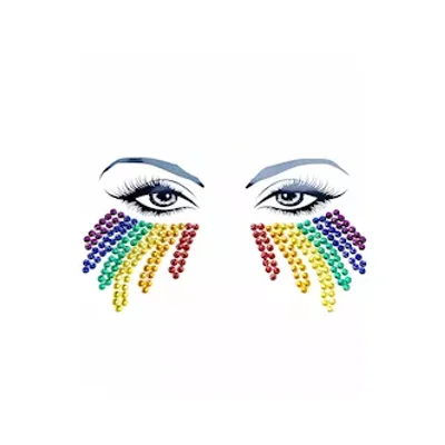 rainbow tears multicolor crystal face jewels