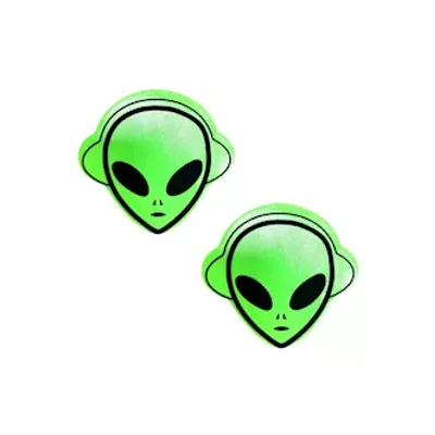apple fruitella neon green wet vinyl blacklight space alien nipple cover pasties