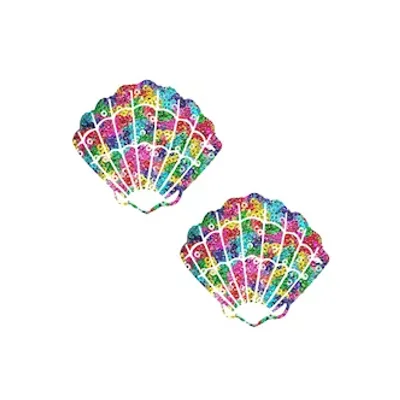 unicorn poo multicolor sparkle sequin mesh mermaid shell nipple cover pasties