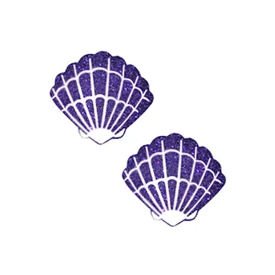 purple rain glitter mermaid shell nipple cover pasties