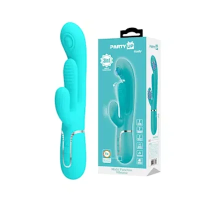 party up andy multi function rabbit vibrator with flicking and thumping tip