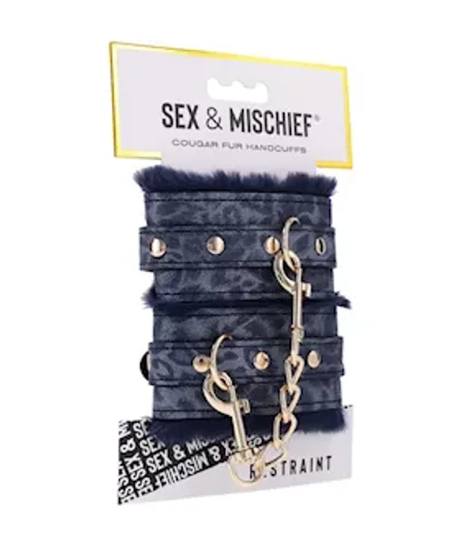 Sex And Mischief Cougar Fur Handcuffs — image 2 of 4