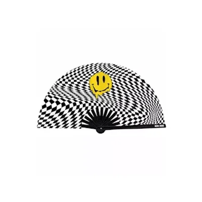 trippy checkers melty face blacklight reactive folding fan